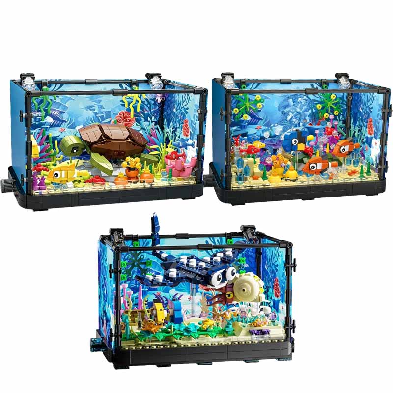 Aquarium Fish Types - 조명이 포함된 어항 빌딩 블록 세트,