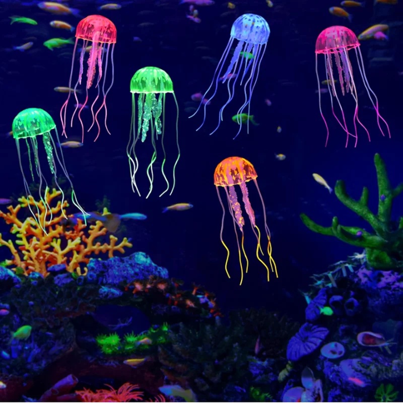 1/2개입 시뮬레이션 실리콘 발광 해파리 수족관 장식, - Aquarium Fish Discus 리뷰 및 가격