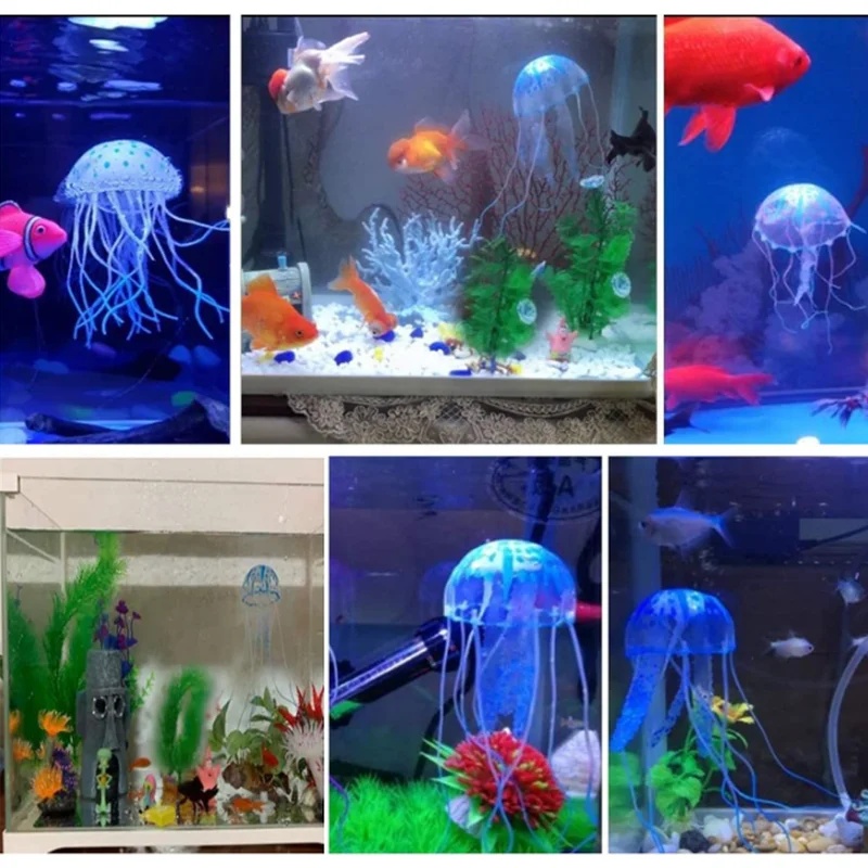 1/2개입 시뮬레이션 실리콘 발광 해파리 수족관 장식, - Aquarium Fish Discus 리뷰 및 가격