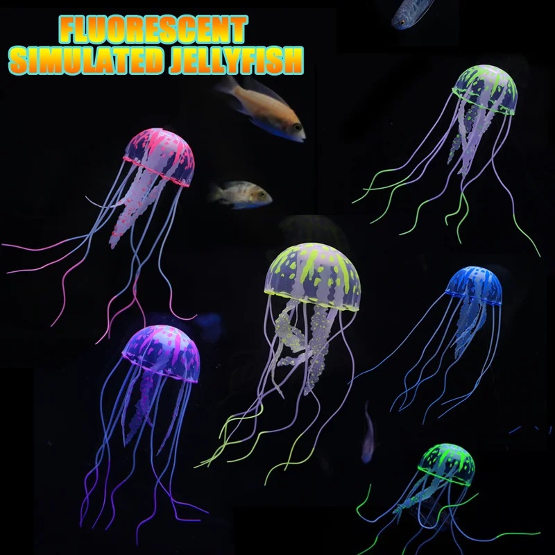 1/2개입 시뮬레이션 실리콘 발광 해파리 수족관 장식, - Aquarium Fish Discus 리뷰 및 가격