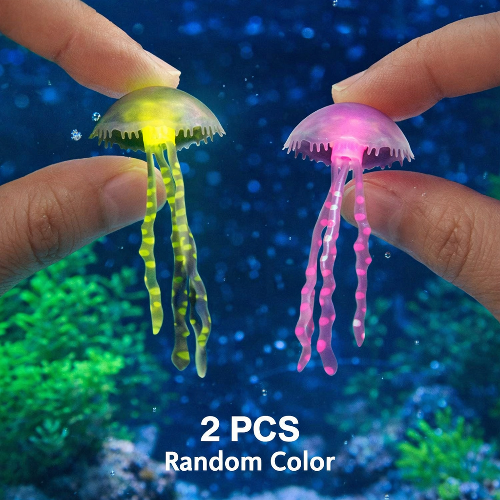 빛나는 시뮬레이션 해파리 2개 무작위 색상 플로팅 수족 - Aquarium Fish Discus 리뷰 및 가격